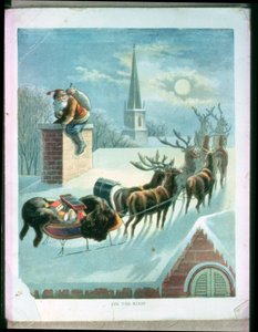 Sur le toit, illustration de livre de Noël du début des années 1900